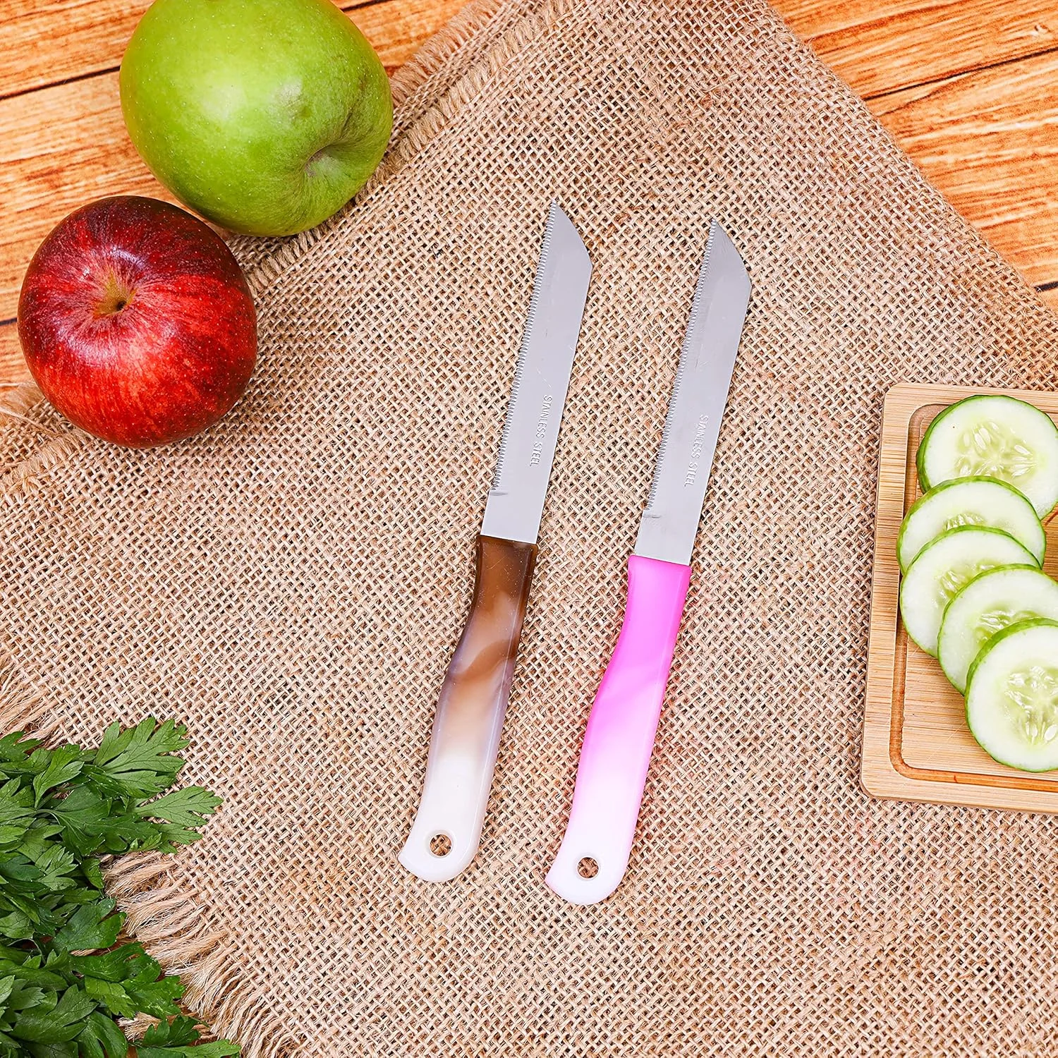 ست چاقوی استیک 12 پارچه Delcasa DC1838 - تیغه های تیز استیل ضد زنگ | چاقوهای عالی برای آشپزی، ایده آل برای برش و خرد کردن، بهترین هدیه برای آشپزها