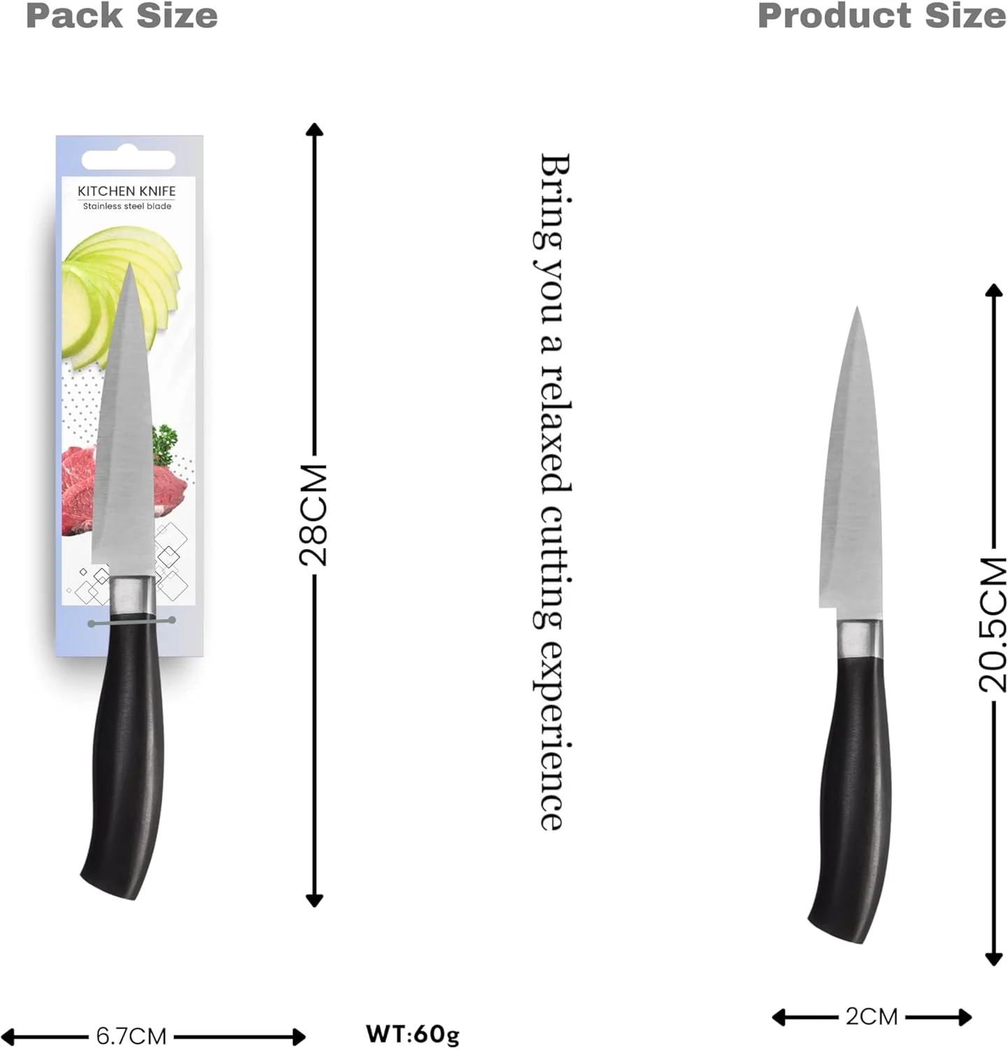 چاقوی آشپزخانه با دسته مشکی (9 سانتی متر)