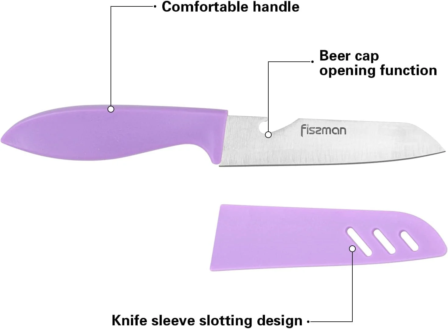 چاقوی استیل کاربردی FISSMAN با غلاف - 10 سانتی متر
