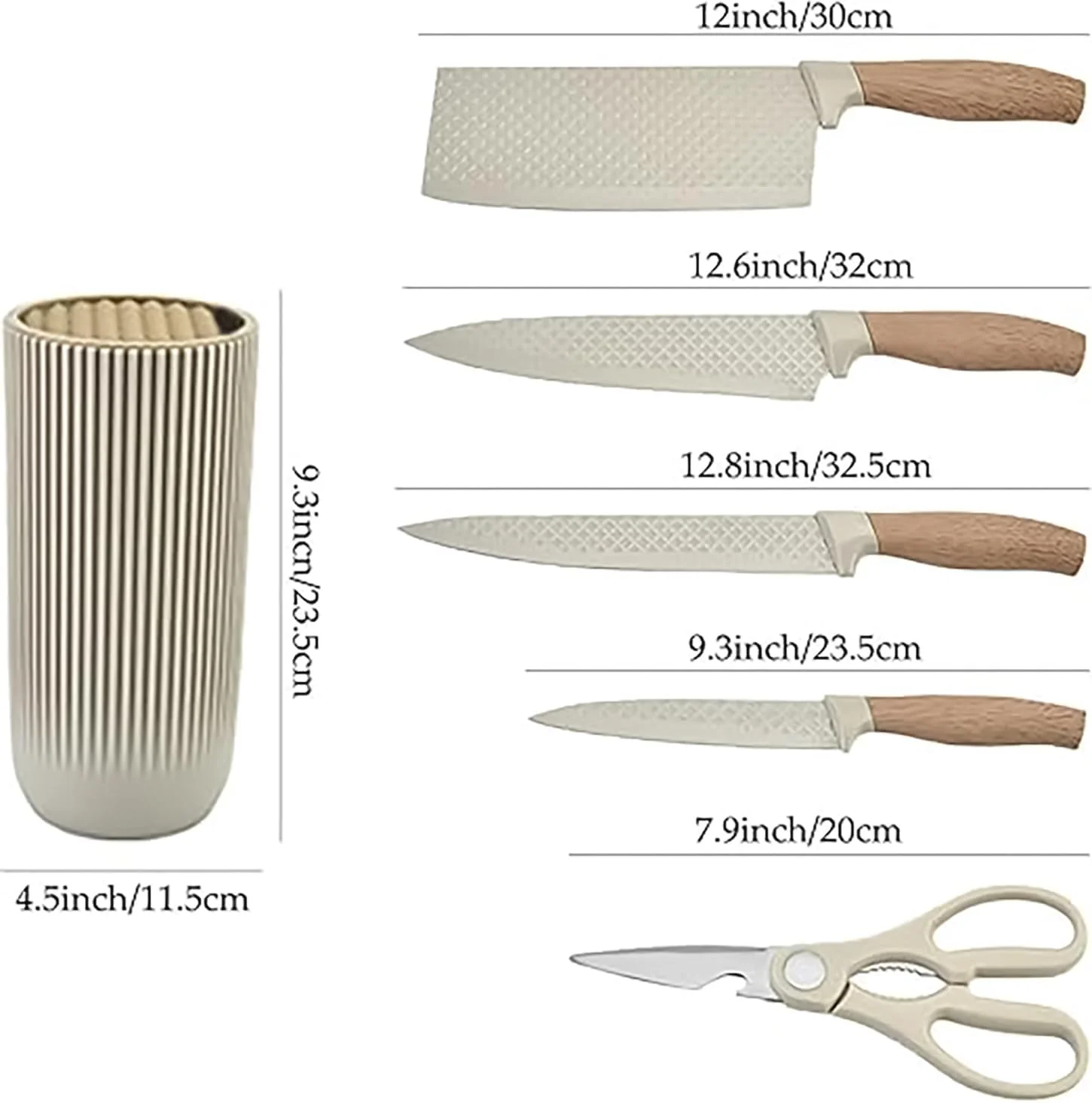 ست چاقوی آشپزخانه 6 تکه استیل ضد زنگ INFLUX با دسته های چوبی ارگونومیک، ایده آل برای سرآشپزهای خانگی و لوازم جانبی آشپزخانه