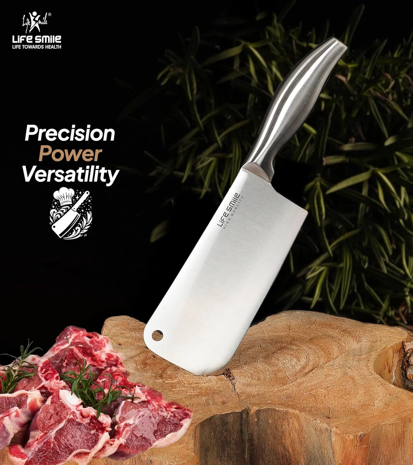 ست چاقوی آشپزخانه LIFE SMILE با استند - 12 تکه، فولاد ضد زنگ کربن بالا با دسته ثابت ضد لغزش ارگونومیک، ست چاقوی آشپزخانه فوق العاده تیز به همراه تخته برش