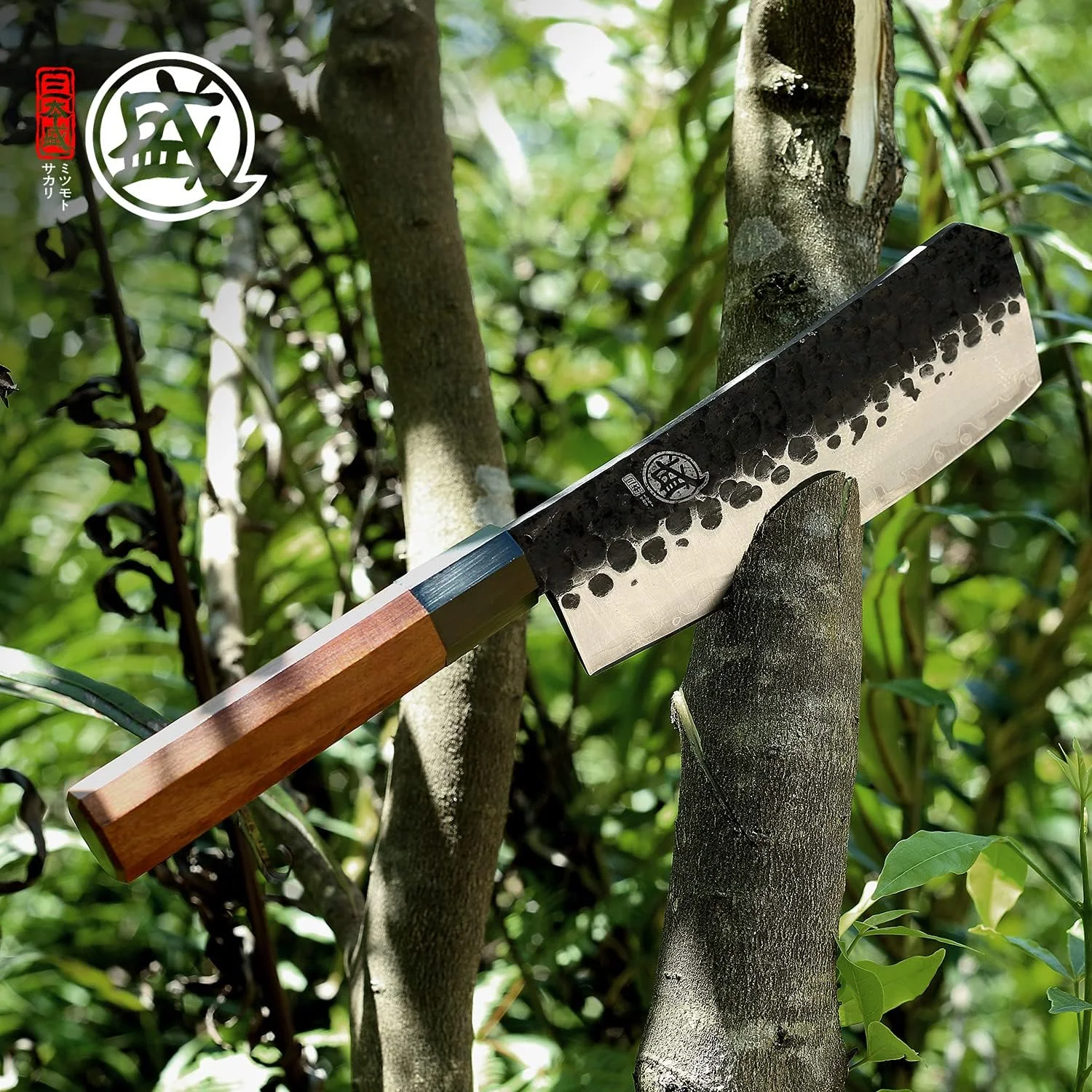 چاقوی آشپزخانه میتسوموتو ساکاری 7 اینچی، مناسب برای خرد کردن و استخوان گیری، ساخته شده از فولاد 9CR18MOV سه لایه، چاقوی حرفه ای آشپزی ژاپنی (دسته چوب رزوود و جعبه هدیه چوب صندل)