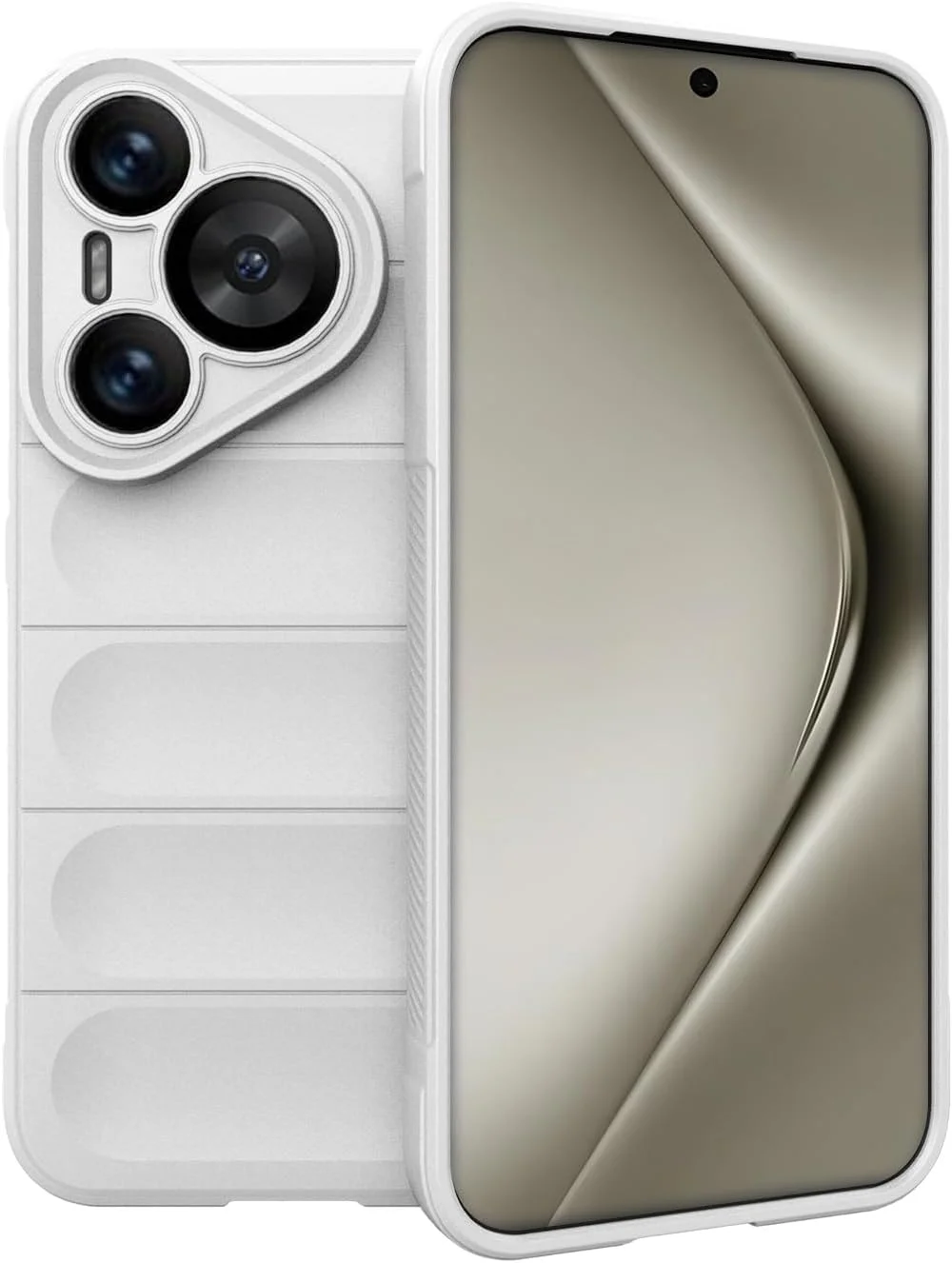 قاب سیلیکونی T Tersely برای Huawei Pura 70، قاب محافظ نرم و ضد ضربه و ضد خش با روکش لاستیک سیلیکونی مایع و آستر مخملی (سفید)