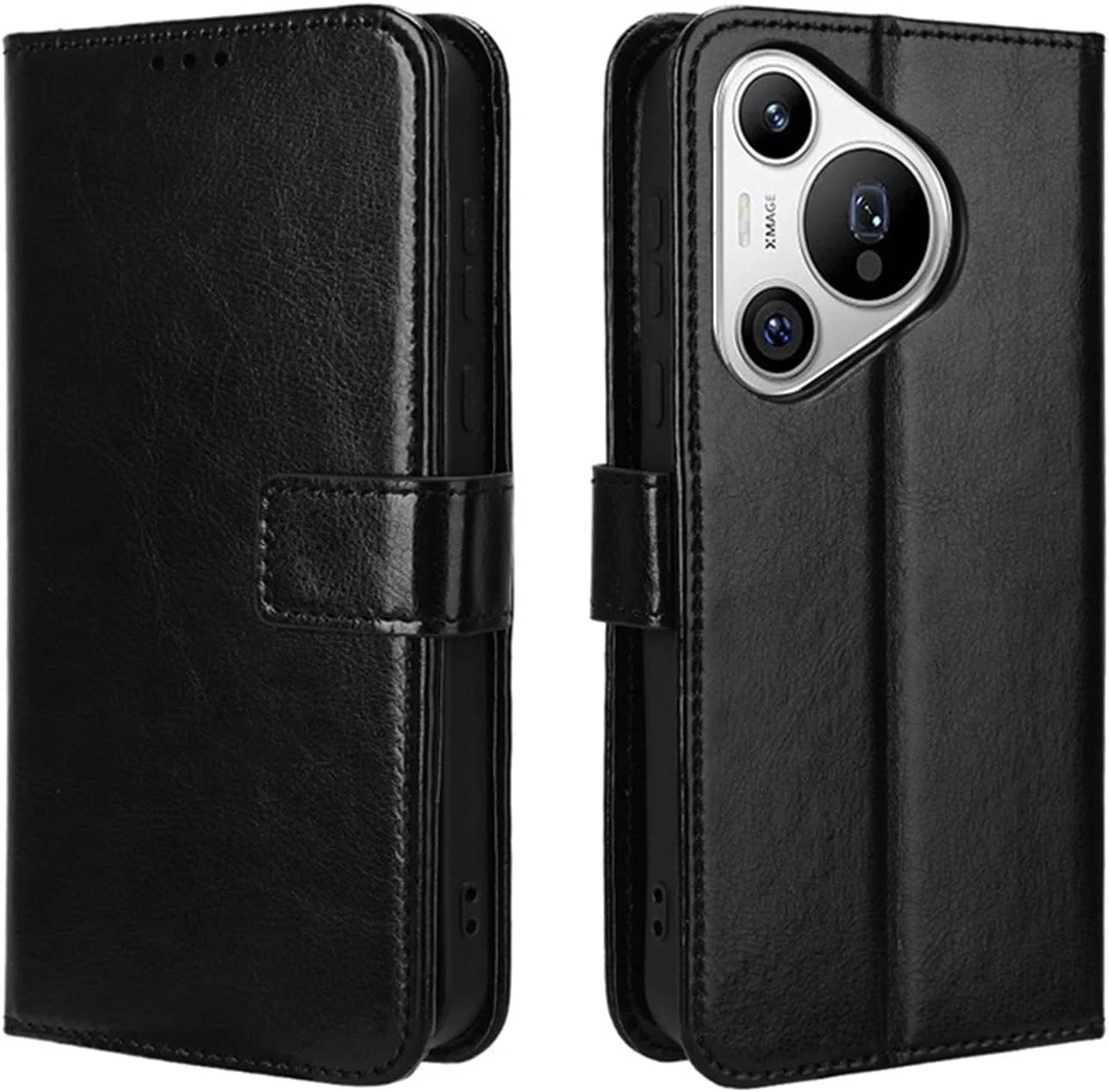 کیف پول چرمی PU سازگار با قاب Huawei Pura 70، کیف پول چرمی بادوام با جای کارت اعتباری مسدود کننده RFID، جلد تلفن همراه PU تاشو لوکس