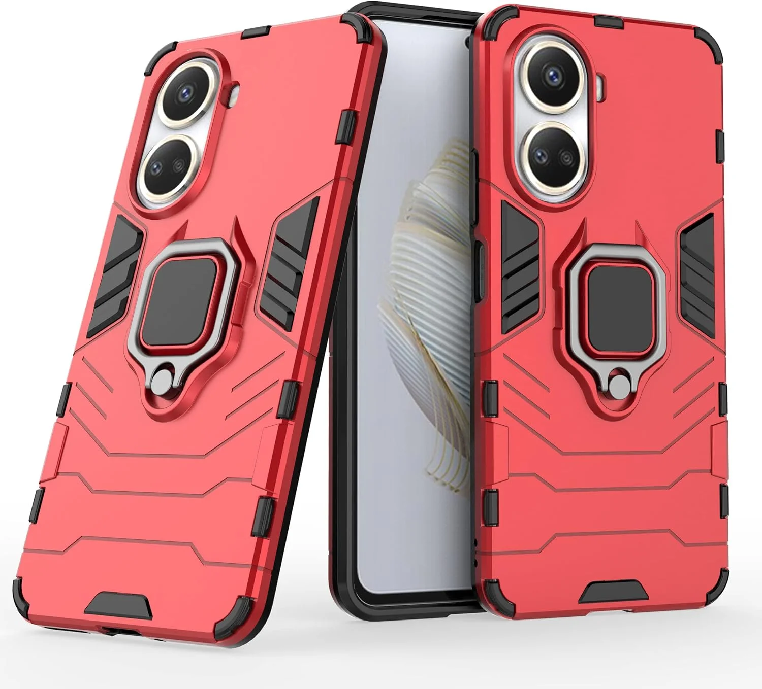 کاور محافظ هیبریدی 2NSPDRGNI برای گوشی HUAWEI Nova 10 SE، مقاوم در برابر ضربه، با پایه نگهدارنده، رنگ قرمز