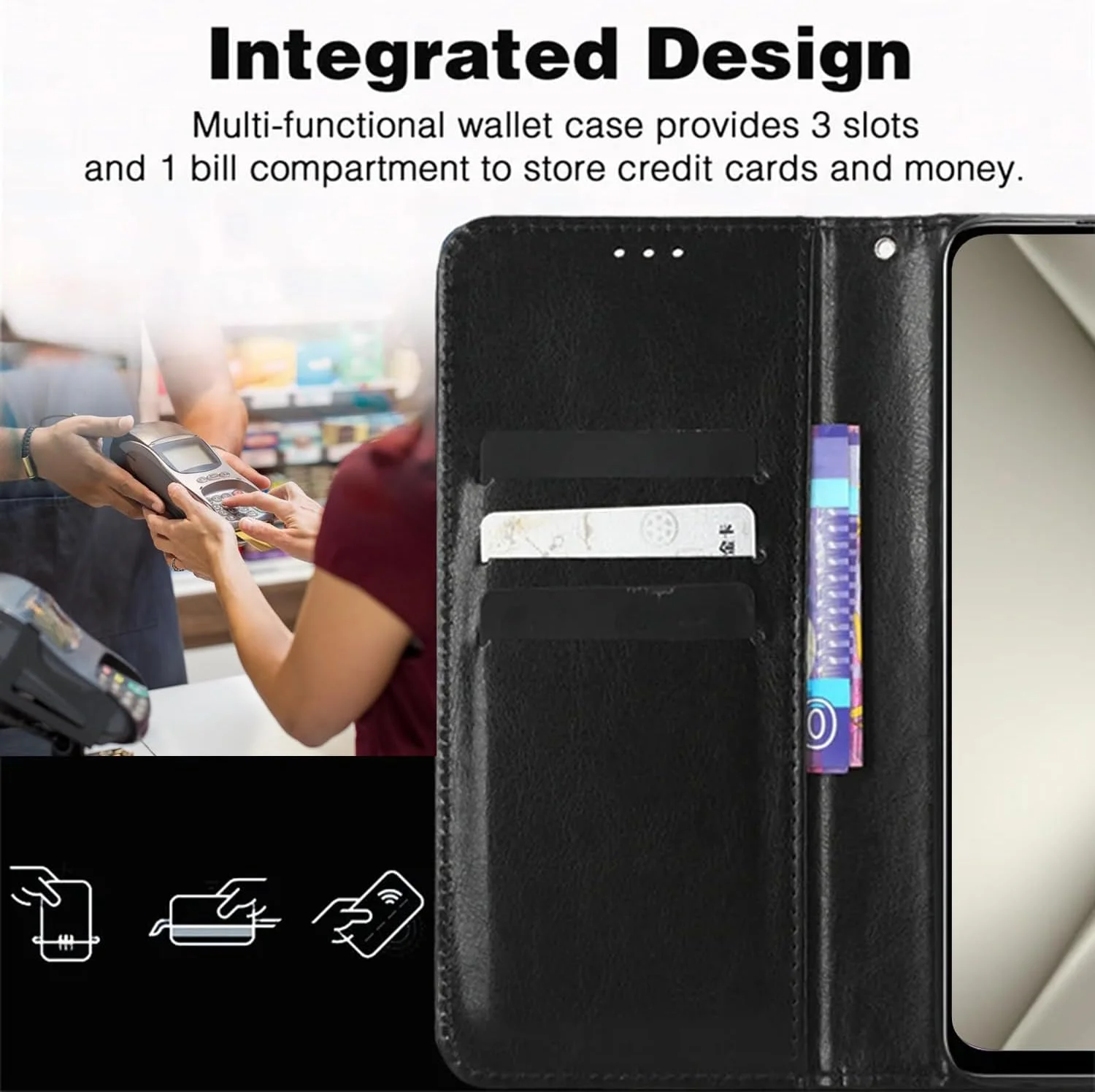 کیف پول چرمی PU سازگار با قاب Huawei Pura 70، کیف پول چرمی بادوام با جای کارت اعتباری مسدود کننده RFID، جلد تلفن همراه PU تاشو لوکس کیف پول چرمی PU سازگار با قاب Huawei Pura 70، کیف پول چرمی بادوام با جای کارت اعتباری مسدود کننده RFID، جلد تلفن همراه PU تاشو لوکس