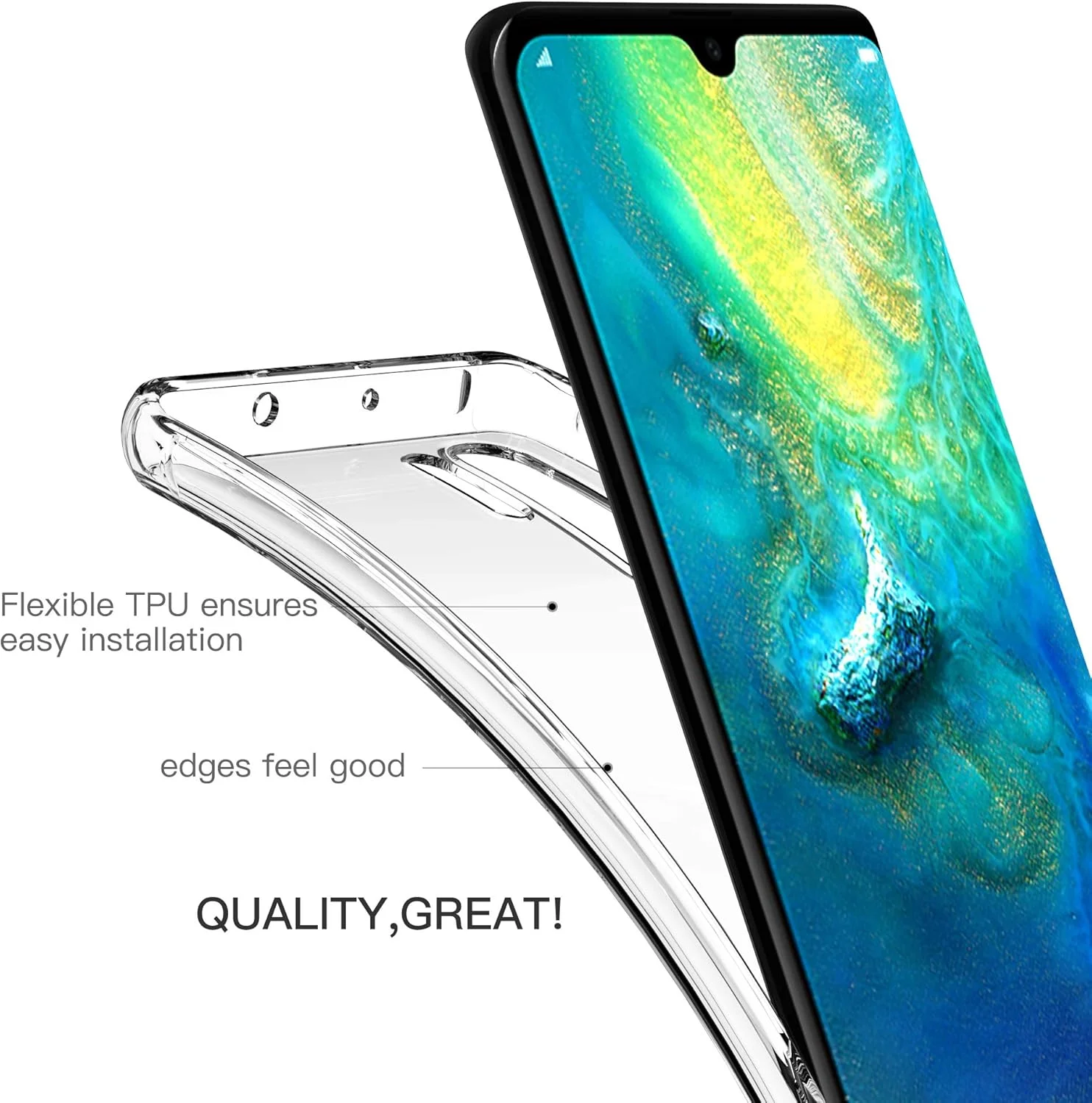 کاور محافظ سیلیکونی TPU انعطاف پذیر برای Huawei P30 Pro (شفاف)