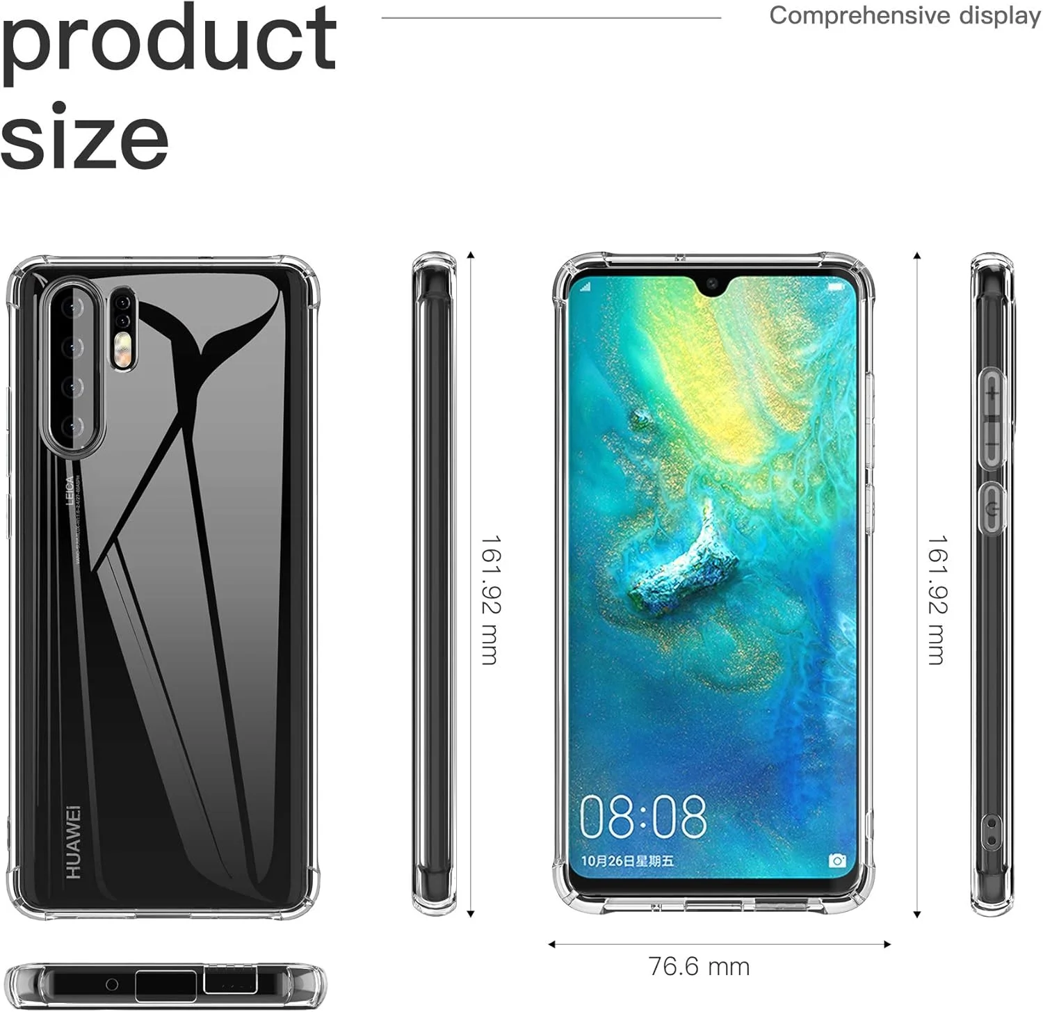 کاور محافظ سیلیکونی TPU انعطاف پذیر برای Huawei P30 Pro (شفاف)