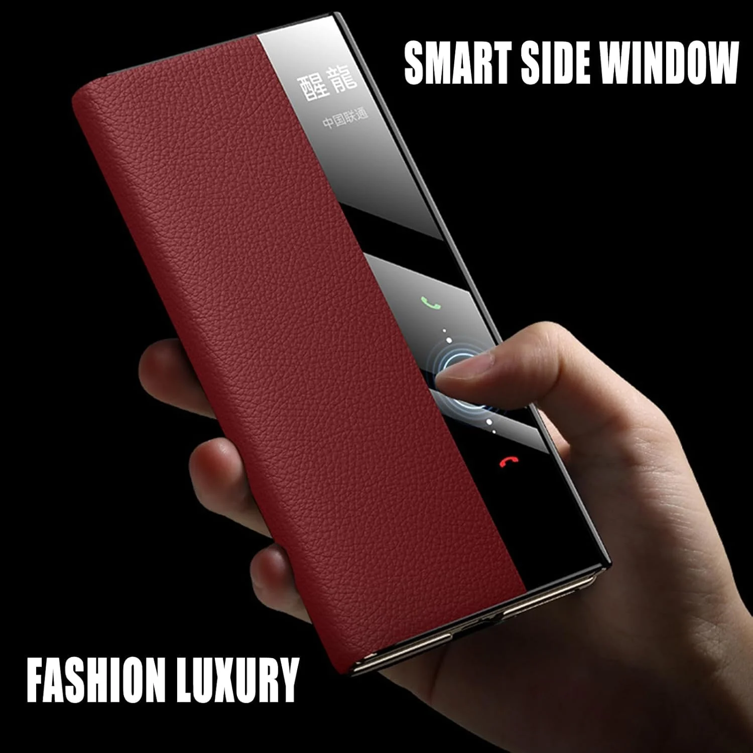 کیف باریک نالاکال برای هوآوی میت XT، چرم طبیعی لوکس، کیف محافظ تلفن تاشو هوشمند، ضد ضربه و ضد خش، دارای پایه داخلی، قرمز، میت TX