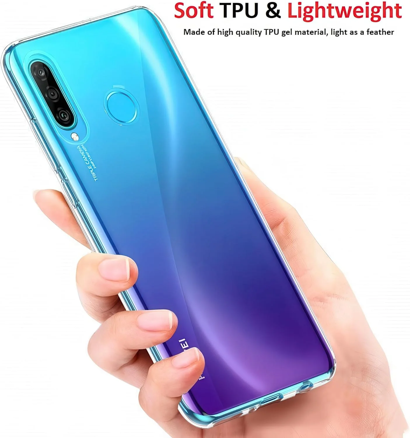 کاور شفاف ولتیک مناسب برای هوآوی P30 لایت، محافظ TPU نرم و باریک، ضد ضربه، سبک و شفاف کاور شفاف ولتیک مناسب برای هوآوی P30 لایت، محافظ TPU نرم و باریک، ضد ضربه، سبک و شفاف