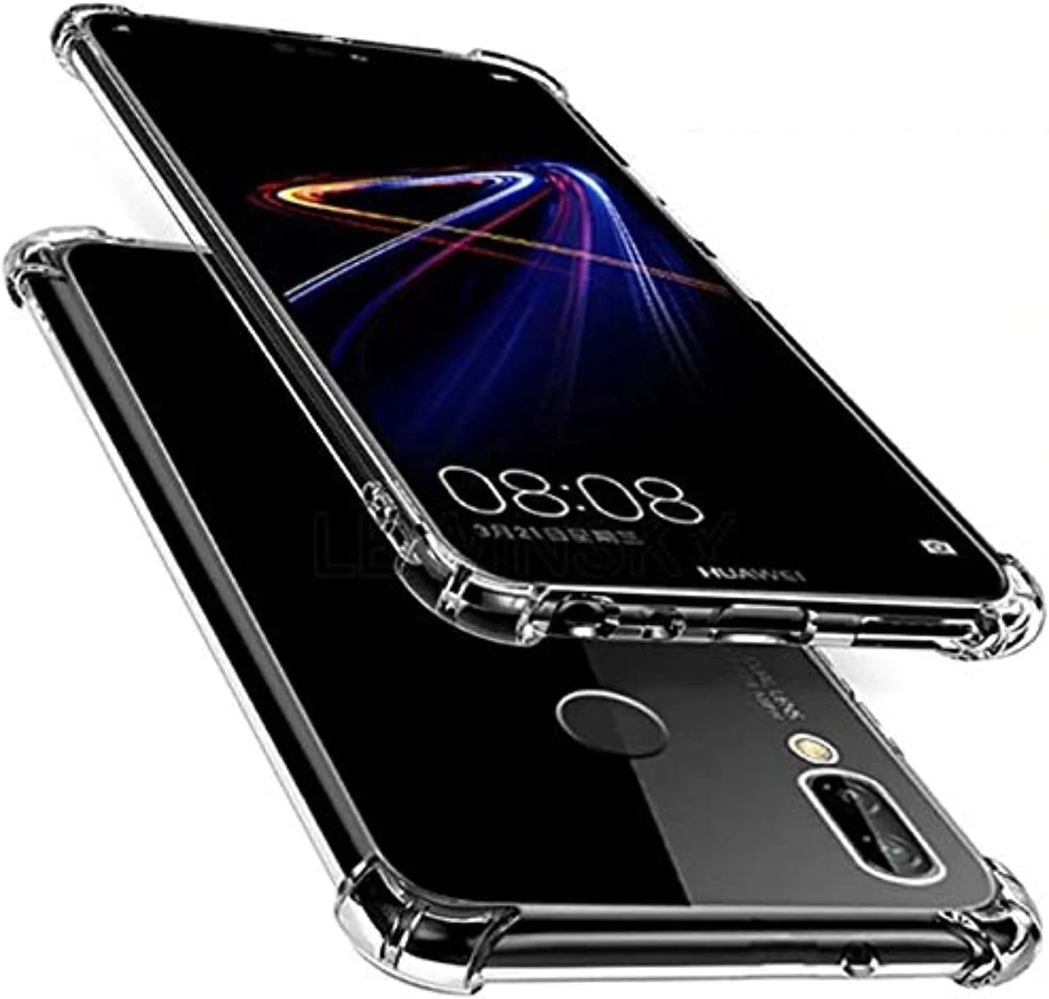 قاب محافظ ضد ضربه کینگ کونگ هوآوی Y9-2019، شفاف با صفحه پشتی پلاستیکی سخت و ضربه گیر ژله ای TPU نرم