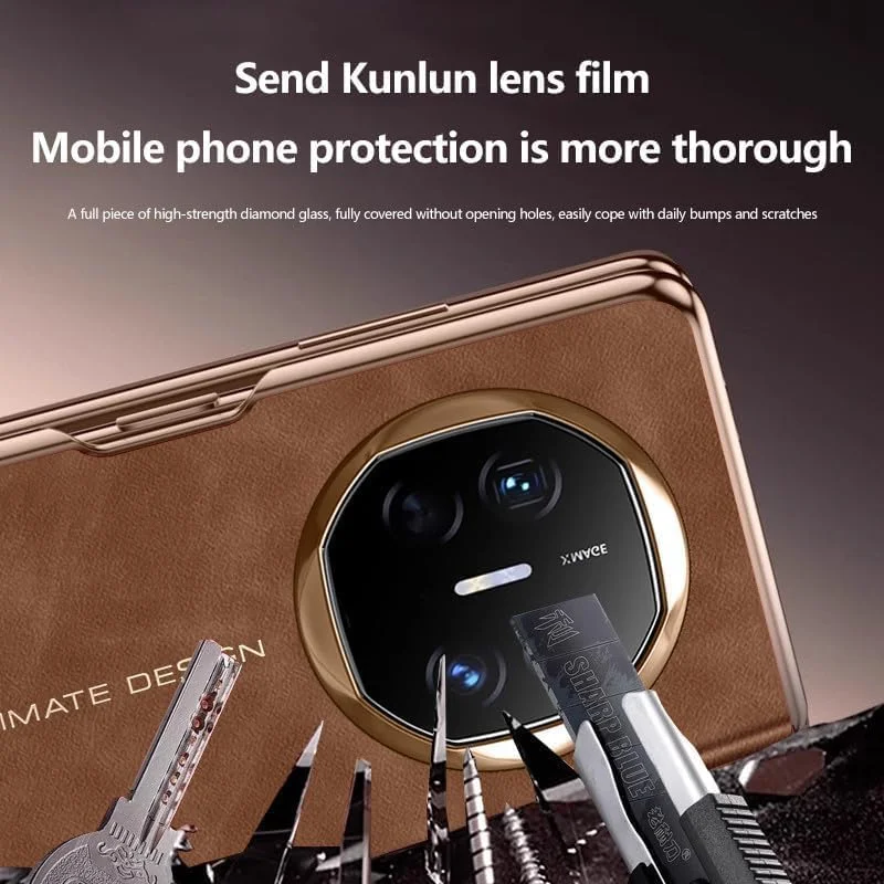 کاور سازگار با هوآوی میت X6، کاور تاشو پنجره هوشمند چرمی PC لوکس با پاسخگویی بدون نیاز به باز کردن، محافظ لنز دوربین با قابلیت بیدار/خواب خودکار (مشکی، هوآوی میت X6)