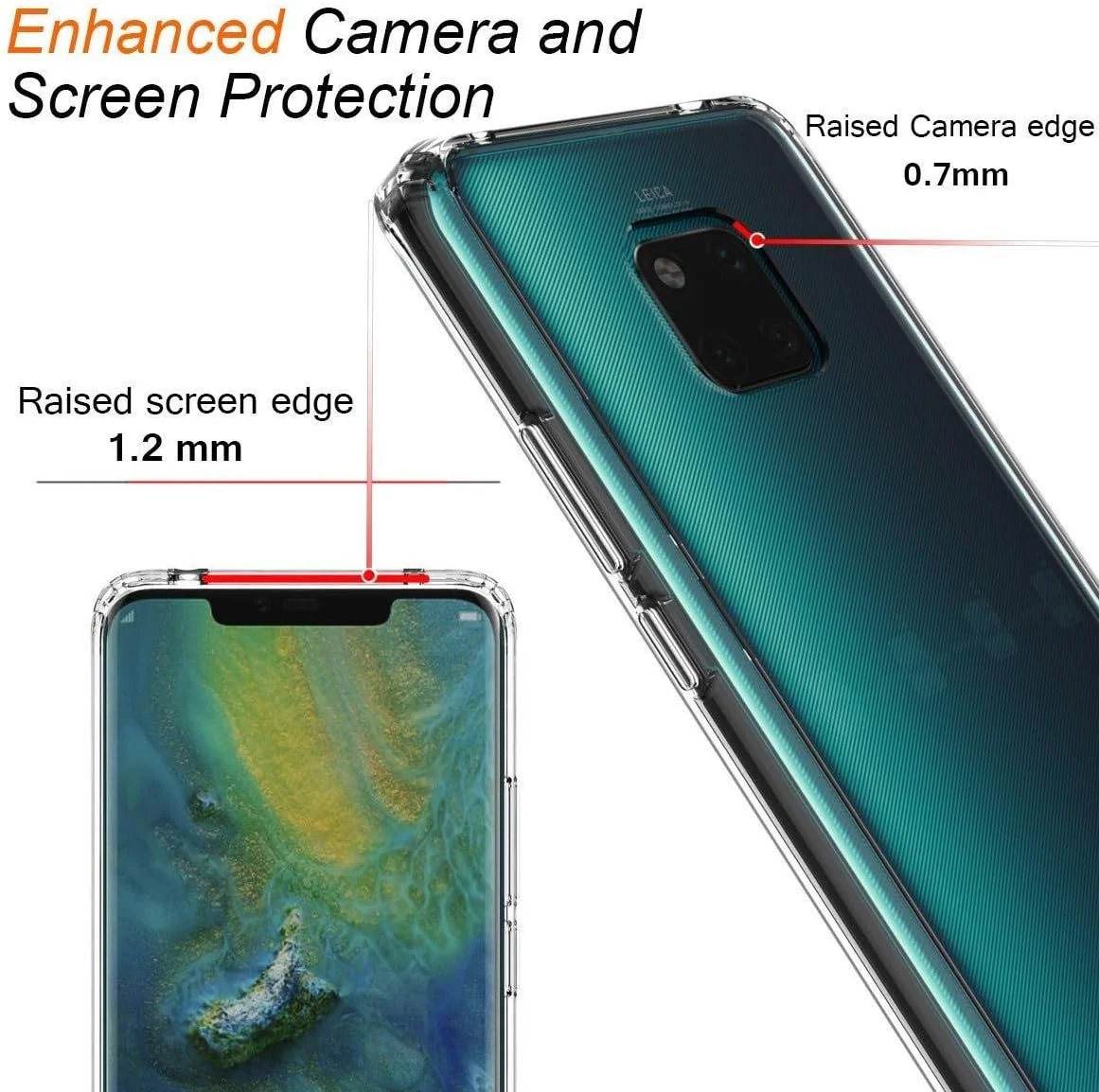 کاور محافظ جنریک برای هوآوی میت 20 پرو، پنل پشتی شفاف، بامپر شفاف