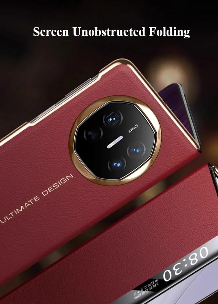 کاور چرمی هوشمند Gruattreay سازگار با هوآوی میت X6، محافظ کامل با آبکاری الکتریکی و پنجره هوشمند برای گوشی میت X6 (مشکی)