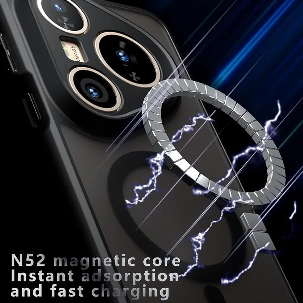 قاب مغناطیسی برای گوشی هواوی Pura 80 Pro/Pro+، [سازگار با Mag-Safe] [ضد خش] باریک با پشت مات نیمه شفاف و ضربه گیر نرم، کاور ضد ضربه برای گوشی Pura 80 Pro 5G، مشکی