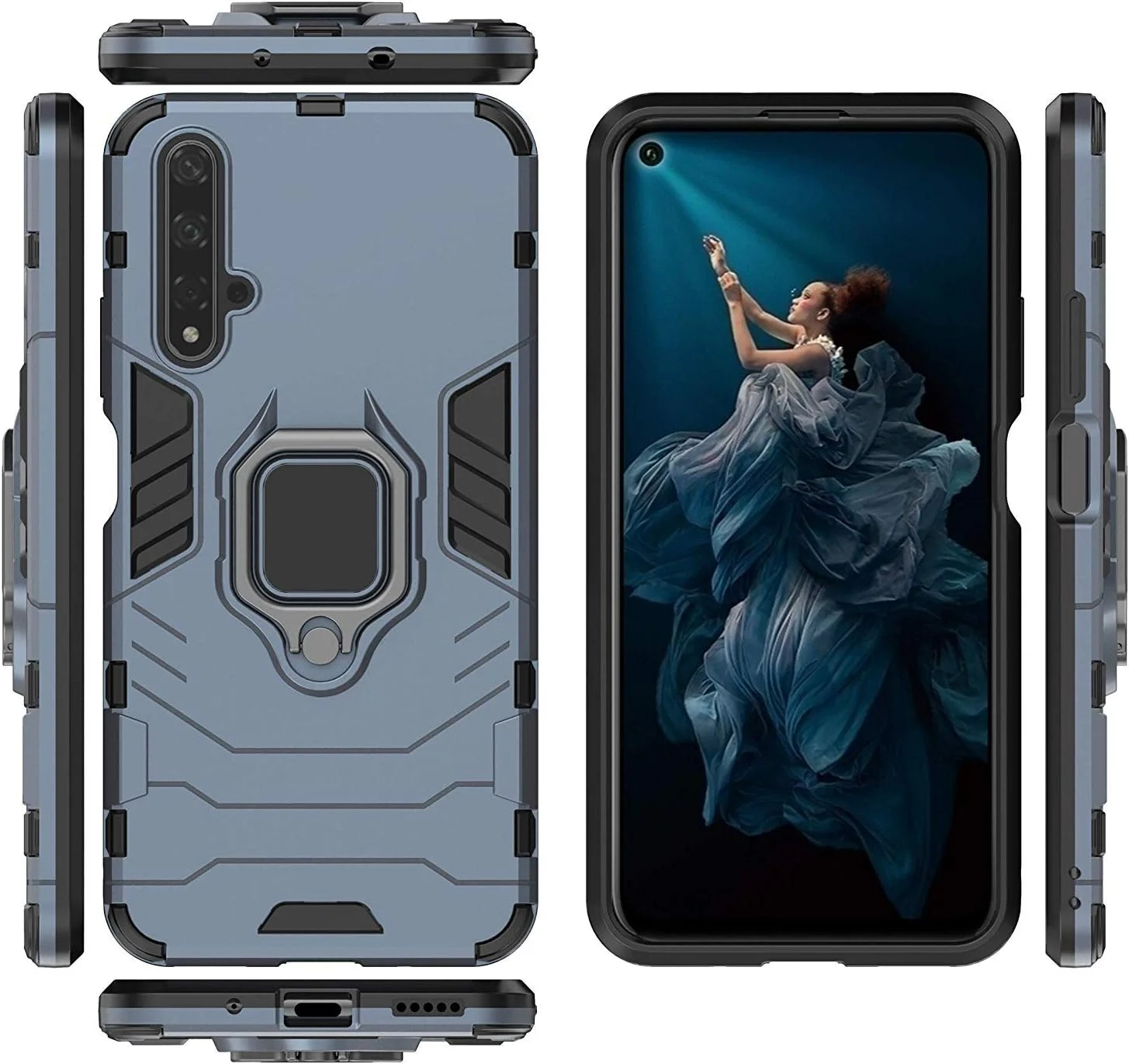 قاب محافظ گوشی هوآوی نوا 5T مایجین، با حلقه فلزی، پایه استند، ضد ضربه، سپر سخت (سازگار با نگهدارنده مغناطیسی خودرو)، پوشش دو لایه مقاوم برای هوآوی نوا 5T، آنر 20، آنر 20S (آبی تیره) قاب محافظ گوشی هوآوی نوا 5T مایجین، با حلقه فلزی، پایه استند، ضد ضربه، سپر سخت (سازگار با نگهدارنده مغناطیسی خودرو)، پوشش دو لایه مقاوم برای هوآوی نوا 5T، آنر 20، آنر 20S (آبی تیره)