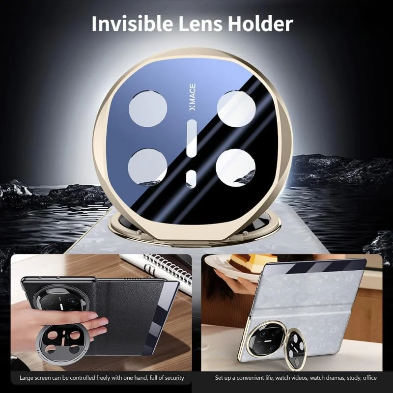 کاور چرمی هوشمند Gruattreay سازگار با هوآوی Mate X6، کاور چرمی دارای پنجره هوشمند با پاسخگویی بدون نیاز به باز کردن درب [روشن/خاموش شدن خودکار]، محافظت از لنز دوربین با پایه فلزی نگهدارنده دوربین (قرمز)