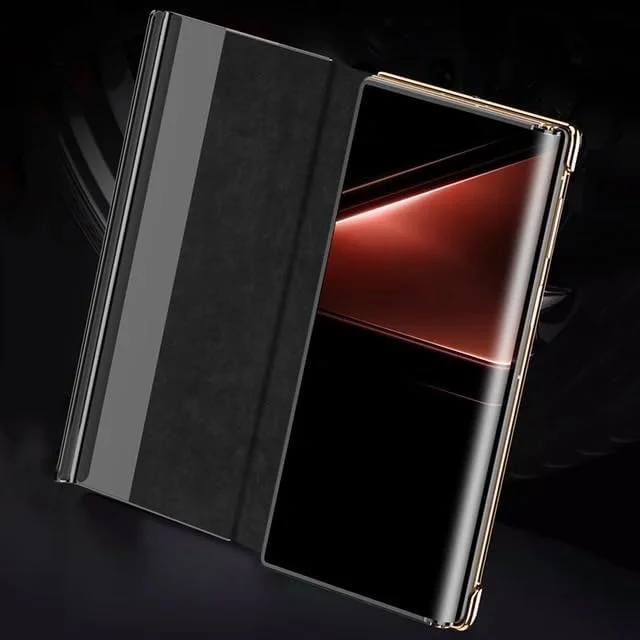 کاور چرمی Gruattreay سازگار با هوآوی Mate XT، [دارای براکت مخفی] [پنجره هوشمند] [بیدار شدن/خواب خودکار] پوشش ضد لرزش و ضد افتادن برای هوآوی Mate XT (قرمز)