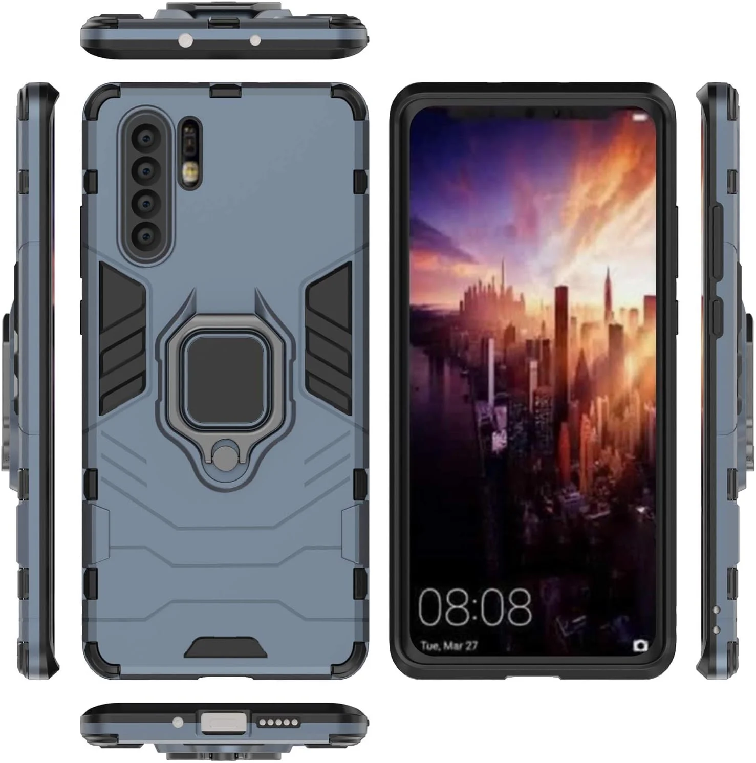 قاب محافظ گوشی هوآوی P30 Pro مایجین، با حلقه فلزی و استند، ضد ضربه، بامپر سخت (سازگار با هولدر مغناطیسی خودرو)، دو لایه، مقاوم برای هوآوی P30 Pro (آبی تیره) قاب محافظ گوشی هوآوی P30 Pro مایجین، با حلقه فلزی و استند، ضد ضربه، بامپر سخت (سازگار با هولدر مغناطیسی خودرو)، دو لایه، مقاوم برای هوآوی P30 Pro (آبی تیره)