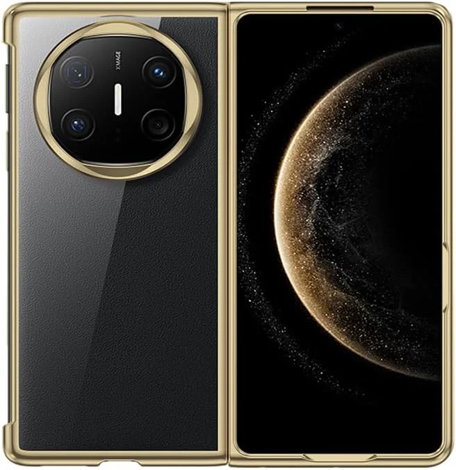 قاب گوشی تاشو هواوی میت X6 - پوشش نانو ضد زردی، محافظت از لولا، لبه های برجسته برای محافظت از صفحه نمایش و دوربین، فریم فلزی آبکاری شده ممتاز، قاب شفاف