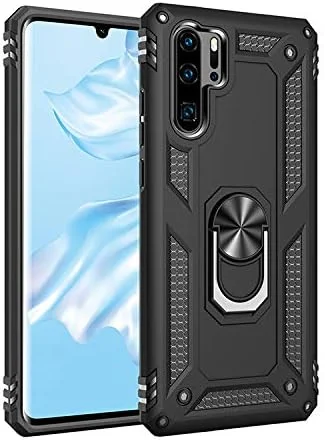 کاور محافظ هواوی P30 Pro مدل 2ndSpring، دارای حلقه نگهدارنده، سیلیکونی ضد ضربه، مقاوم و سخت، مشکی