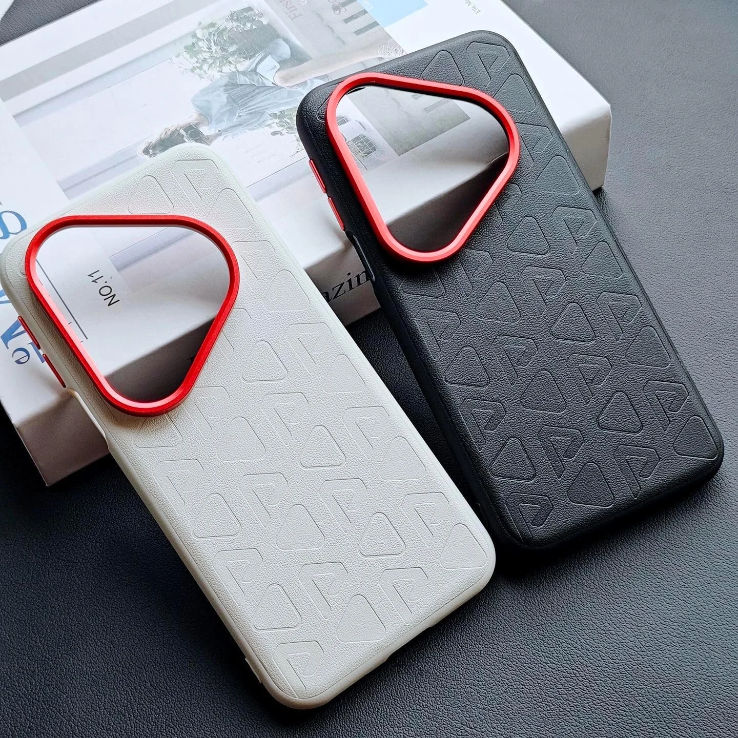 قاب پشتی سازگار با Huawei Pura 80 Ultra / P80 Pro/P+ / P80، طرح چاپی اورجینال، چرم مصنوعی، پشتیبانی از شارژ مغناطیسی (مشکی، Huawei Pura 80 Ultra)