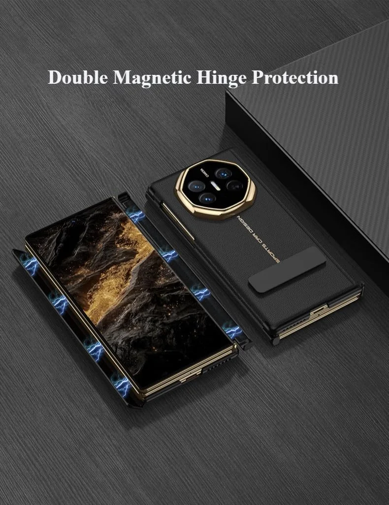 قاب گوشی Gruattreay برای Huawei Mate XT (2024)، قاب ضد ضربه با محافظت دوگانه لولای مغناطیسی، پایه چرخان و محافظت کامل از لنز (قرمز)