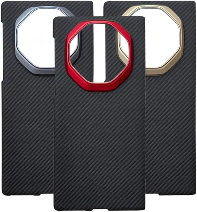 کاور فیبر کربنی 600D Gruattreay برای هوآوی Mate XT (2024)، کاور ضد ضربه با فریم لنز فلزی، محافظ پشتی بادوام و لوکس (نقره ای)