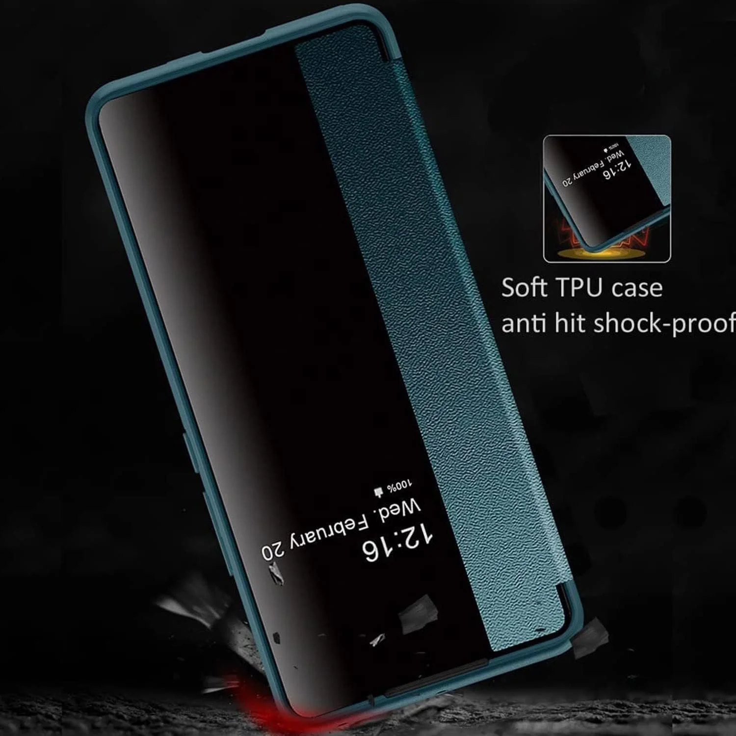 کاور محافظ گوشی هواوی آنر 70، طراحی باریک، پنجره نمایشگر، آهنربایی، قابلیت بیدار شدن و به خواب رفتن خودکار، ضد ضربه (آبی)