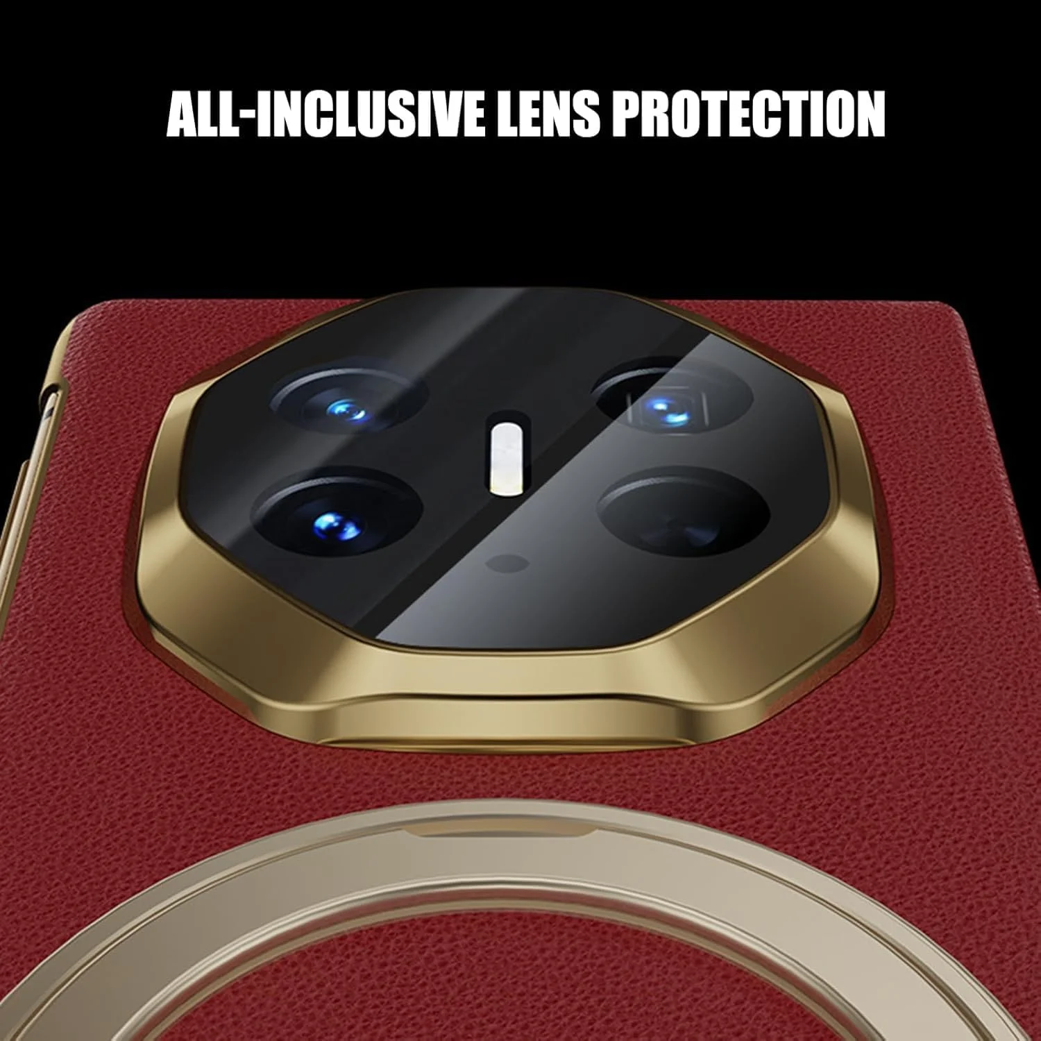 کیف چرمی تاشو Azonee برای هوآوی میت XT، کاور پنجره هوشمند با دید واضح، استند حلقه مغناطیسی، محافظت کامل از لنز ضد ضربه، کیف گوشی فوق العاده نازک ضد افتادن - قرمز