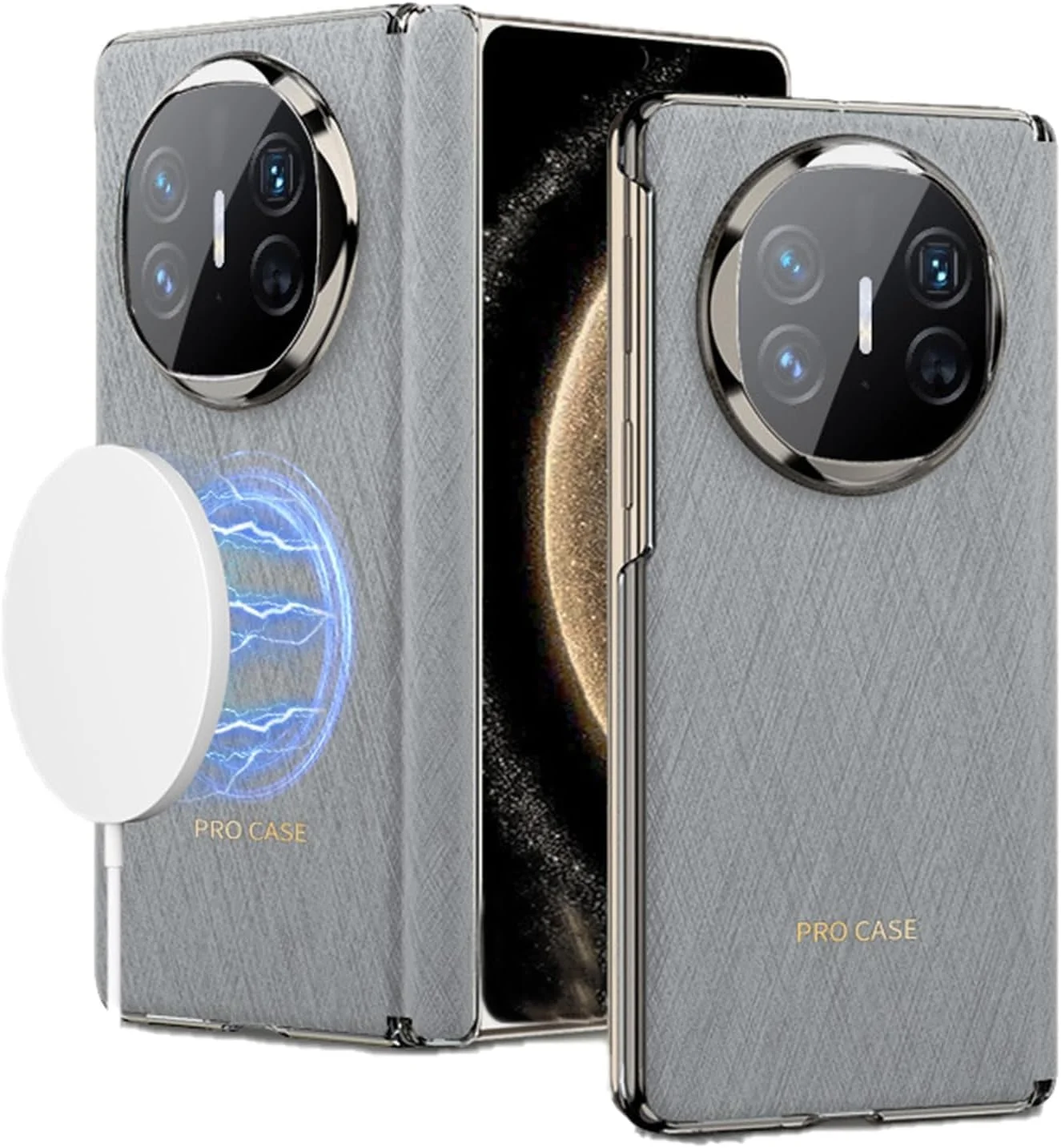 کاور مغناطیسی Azonee برای Huawei Mate X6 | محافظت کامل، روکش چرمی لوکس مناسب تجارت با محافظت ضد ضربه لولا | قاب شیک و باریک برای Mate X6 (خاکستری)