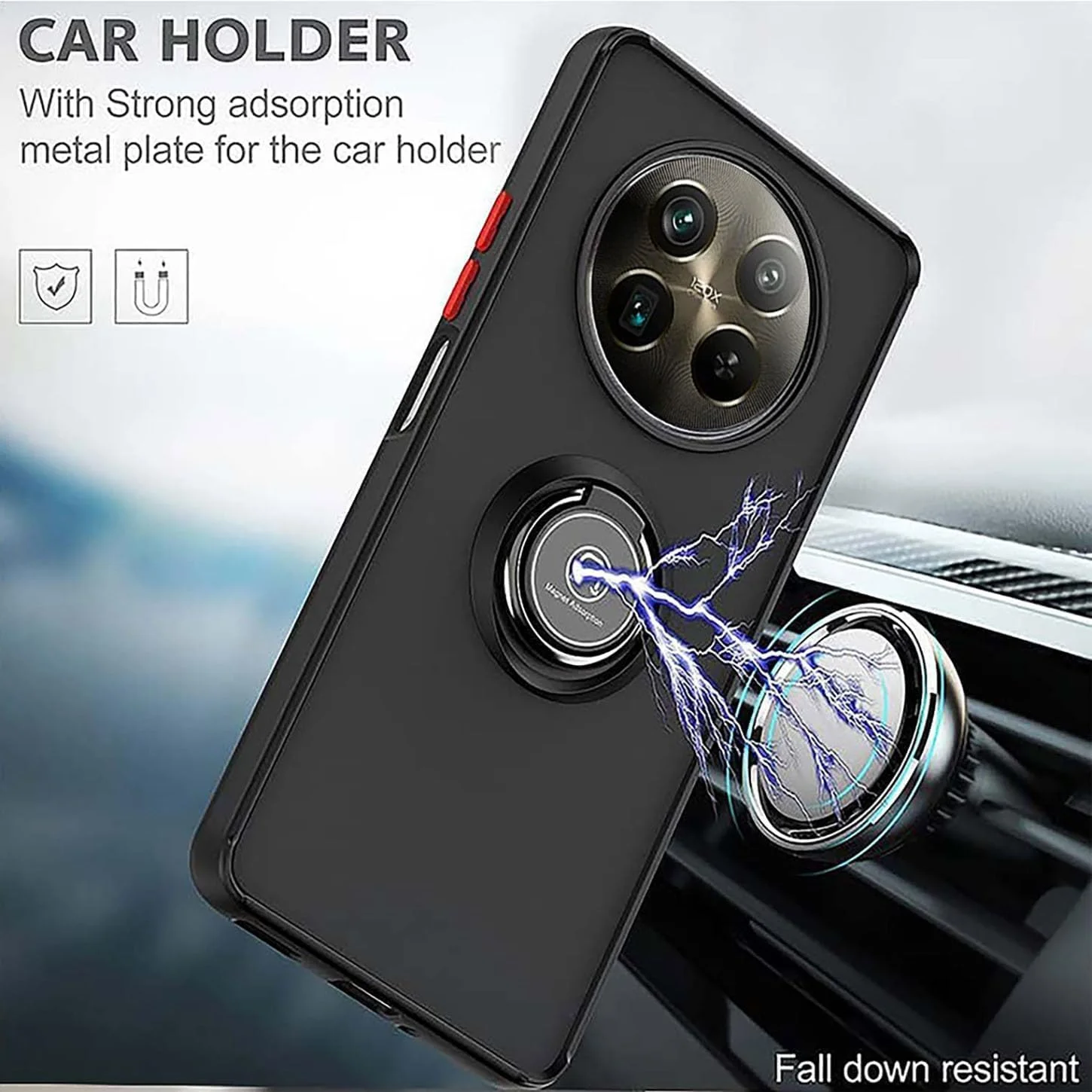 کاور ضد ضربه Muzz Huawei nova 12i، قاب گوشی زرهی حلقه مغناطیسی با [پایه تاشو]، کاور مات یخ زده، سبک وزن با جذب شوک درجه نظامی برای Nova 12i 2024 (مشکی)