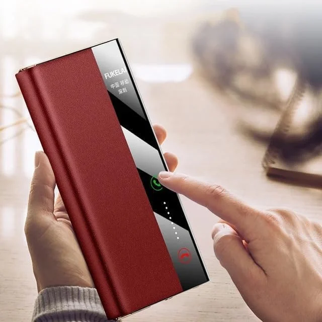 قاب چرمی سازگار با هوآوی میت XT، با پایه مخفی، مقاوم در برابر لرزش و ضد افتادن، با پنجره هوشمند بیدار شدن/خواب خودکار برای میت XT (مشکی تیره، هوآوی میت XT)