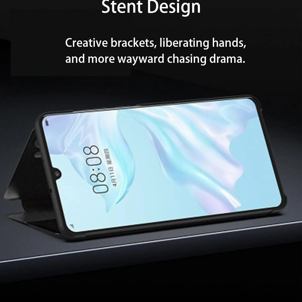 کاور گوشی هوآوی P30 Pro مدل آینه‌ای هوشمند، محافظ کامل بدنه، ضد ضربه (آبی)