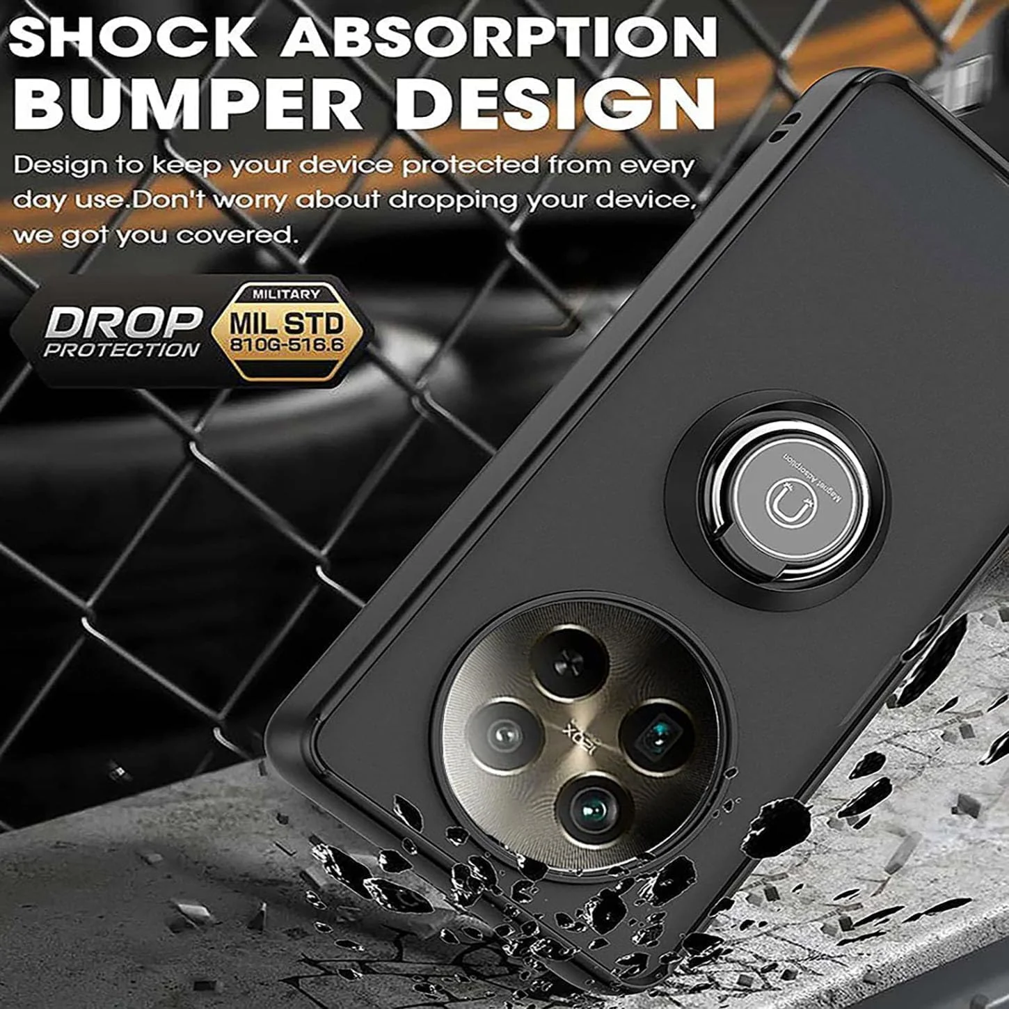 کاور ضد ضربه Muzz Huawei nova 12i، قاب گوشی زرهی حلقه مغناطیسی با [پایه تاشو]، کاور مات یخ زده، سبک وزن با جذب شوک درجه نظامی برای Nova 12i 2024 (مشکی)