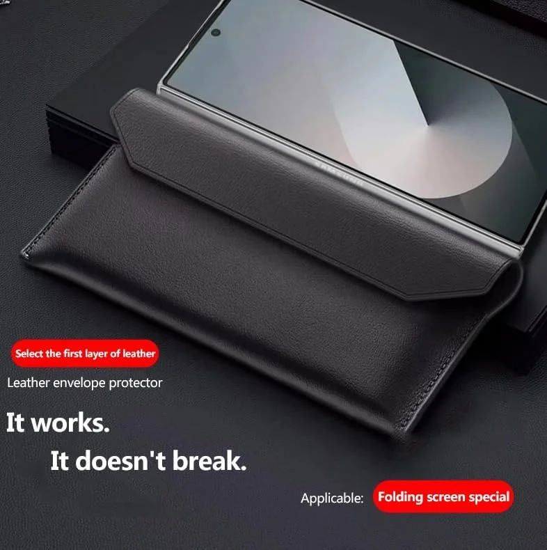 کاور چرمی لوکس Gruattreay سازگار با Huawei Mate XT Ultimate 2024، طراحی پاکت نامه مغناطیسی رترو