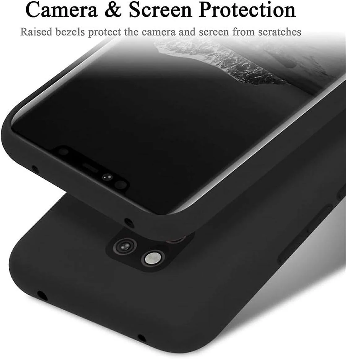 قاب محافظ گوشی هوآوی میت 20 پرو، قاب ژله‌ای مایع با روکش داخلی میکروفایبر نرم، محافظ باریک و ضد ضربه برای هوآوی میت 20 پرو (مشکی مایع)