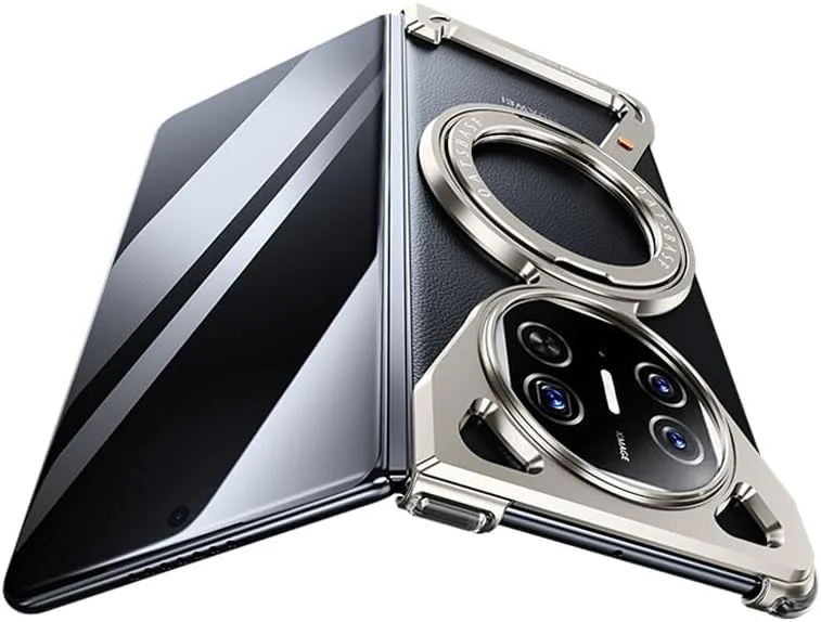 قاب محافظ فلزی بدون حاشیه مدل Z شکل برای گوشی هواوی میت X5 X3 به همراه پایه مغناطیسی و شارژ بی‌سیم (تیتانیوم، میت X5/X3)