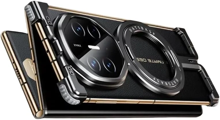 کاور محافظ بامپر طراحی نهایی Gruattreay سازگار با هوآوی Mate XT، دارای پایه نگهدارنده مغناطیسی چرخان 360 درجه، کاور گوشی مینیمالیستی برای Mate XT، کاور فلزی بدون فریم (مشکی)