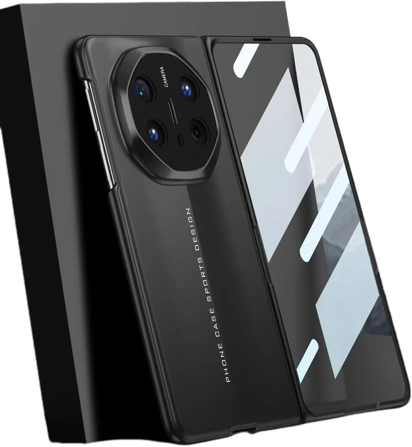 قاب محافظ گوشی هوآوی میت X6، قاب ضد لغزش با محافظ صفحه نمایش شیشه ای، پوشش محافظ ضد افتادن برای میت X6 (مشکی)