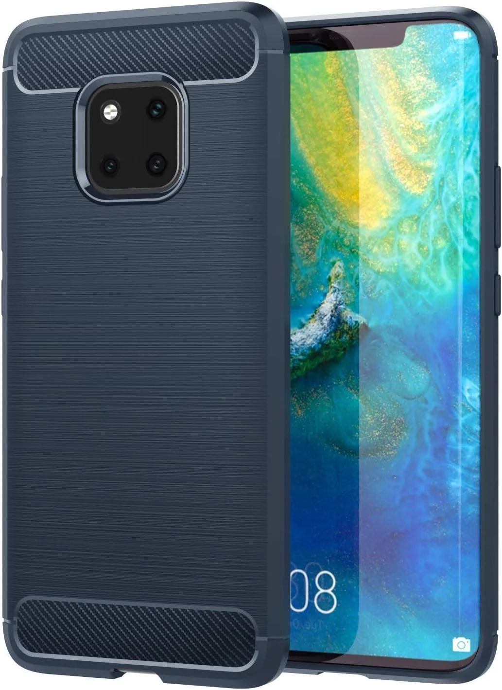 قاب گوشی هواوی میت 20 پرو M&J، پوشش نرم و سبک TPU با طراحی فیبر کربن، ضد خش، پنل پشتی باریک، مقاوم در برابر ضربه، مناسب برای گوشی هواوی میت 20 پرو 6.39 اینچی - آبی