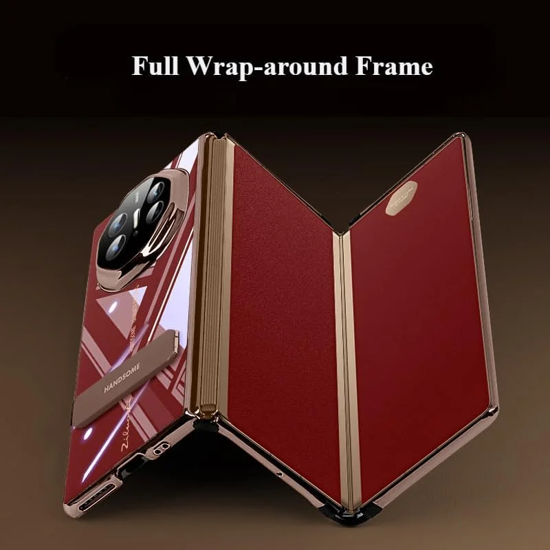 کاور شفاف Gruattreay برای Huawei Mate XT Ultimate، کاور گوشی ضد ضربه با روکش فلزی و پایه چرخان آلیاژی و قاب پوشش کامل، محافظ شفاف (مشکی)