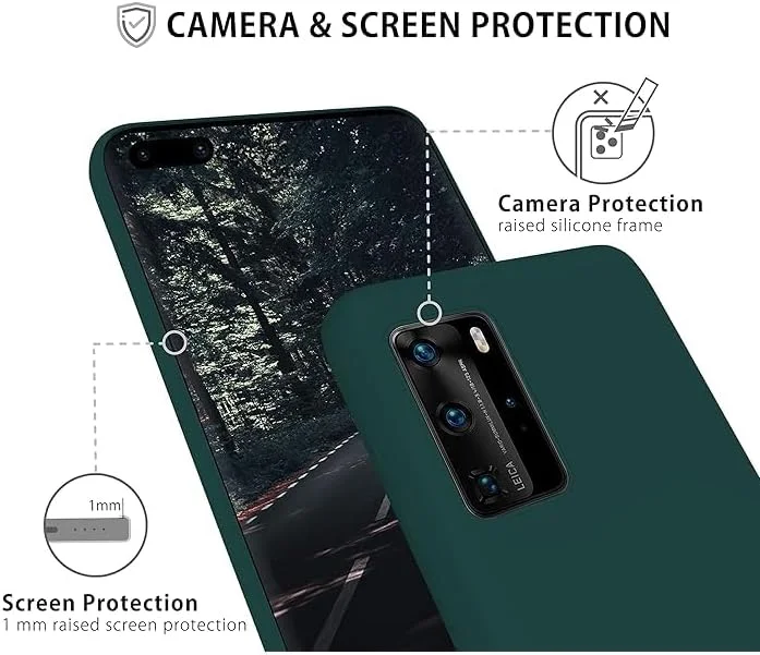 قاب محافظ گوشی هوآوی P40 Pro مدل EMODIL، سبز، باریک، پوشش پشتی نرم TPU، پوشش سیلیکونی انعطاف پذیر مات برای هوآوی P40 Pro (سبز)