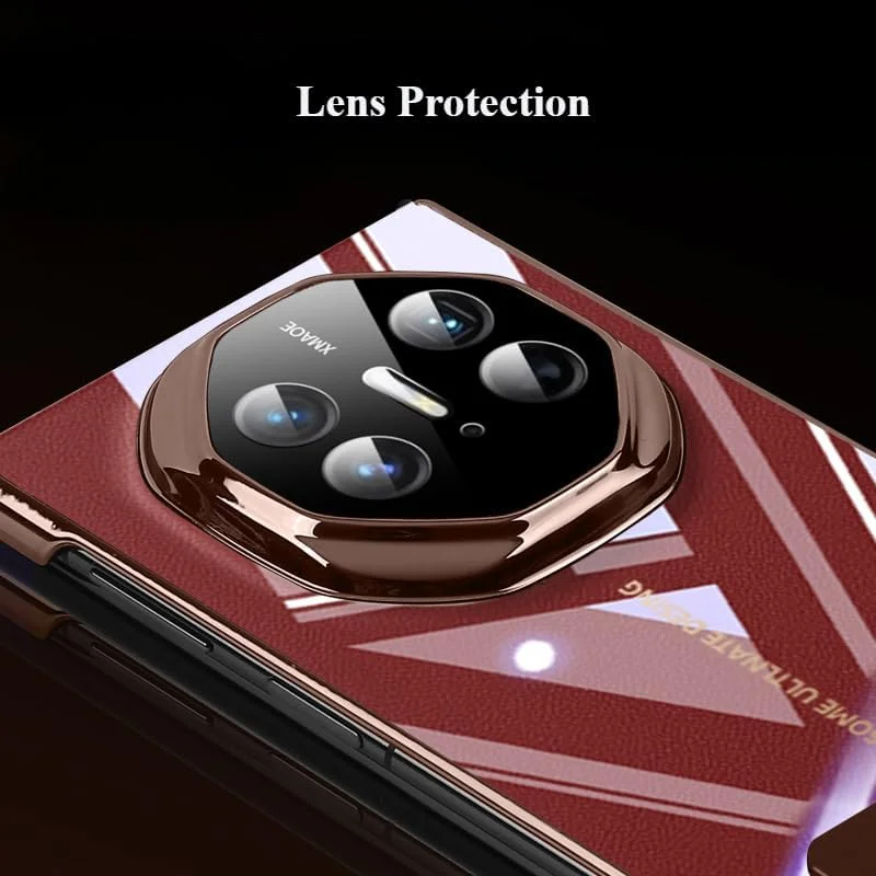 کاور شفاف Gruattreay برای Huawei Mate XT Ultimate، کاور گوشی ضد ضربه با روکش فلزی و پایه چرخان آلیاژی و قاب پوشش کامل، محافظ شفاف (مشکی)