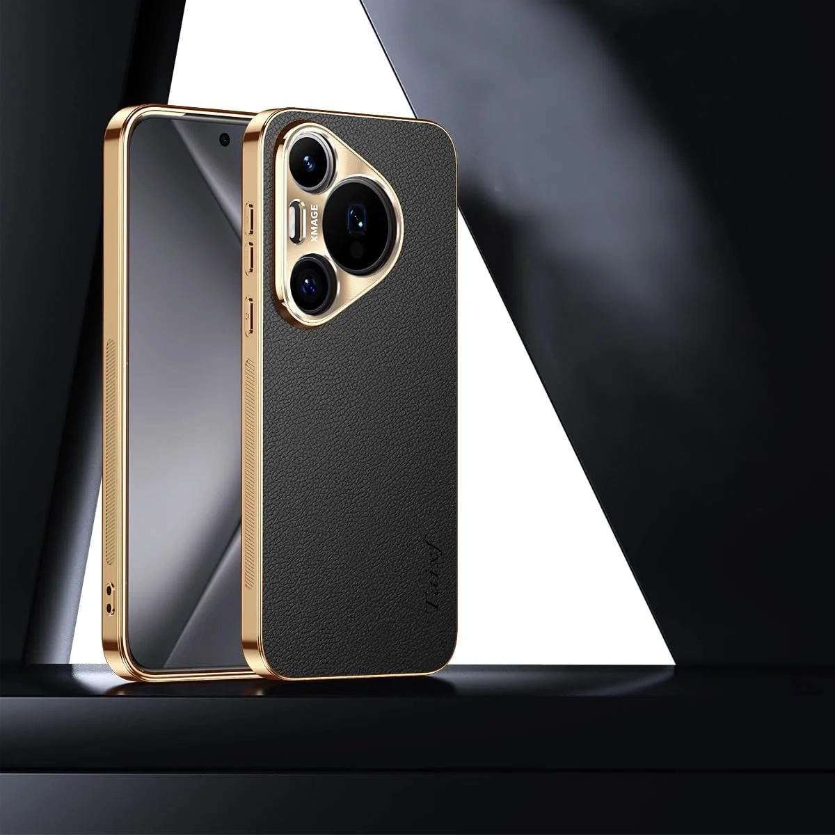 سازگار با هواوی Pura 80 Ultra/P80 pro/p+ / P80 کاور پشتی، جنس چرم مصنوعی، فریم آبکاری شده، محافظ لنز آلیاژی، ضد اثر انگشت، قاب P80 (مشکی، Pura 80 Pro/Pro+)