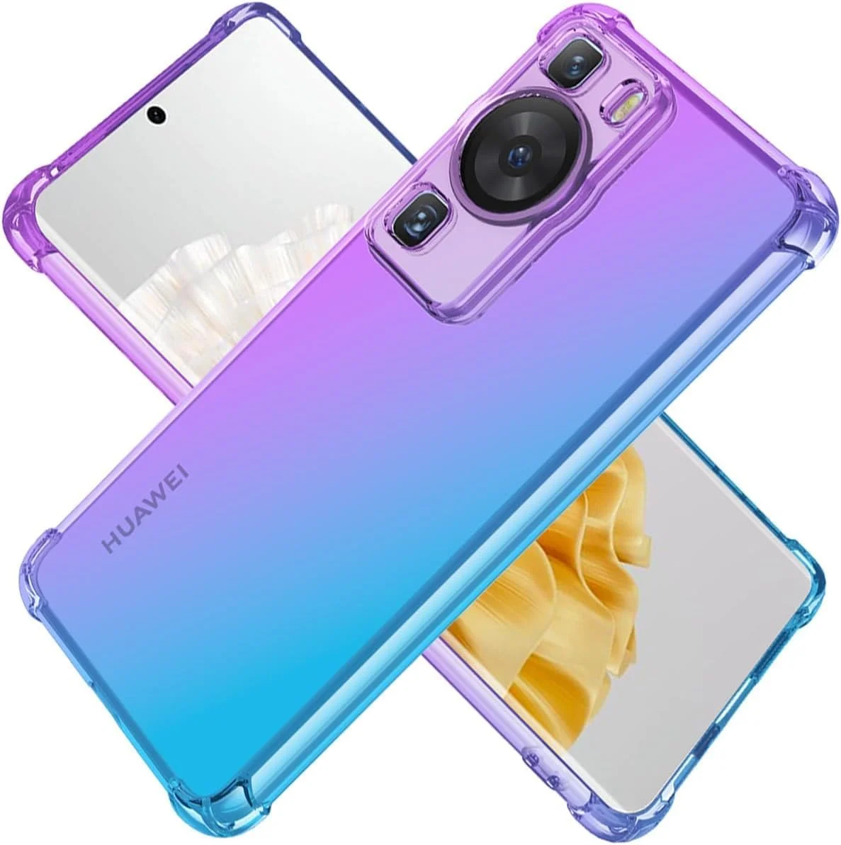 کاور گوشی آزونی مناسب برای هوآوی P60 پرو، هوآوی P60 MNA-AL00، کاور شفاف باریک ضد خش TPU ضد ضربه و ضد افتادن، محافظ گوشی برای هوآوی P60 P60 پرو، 1 عدد، بنفش و آبی