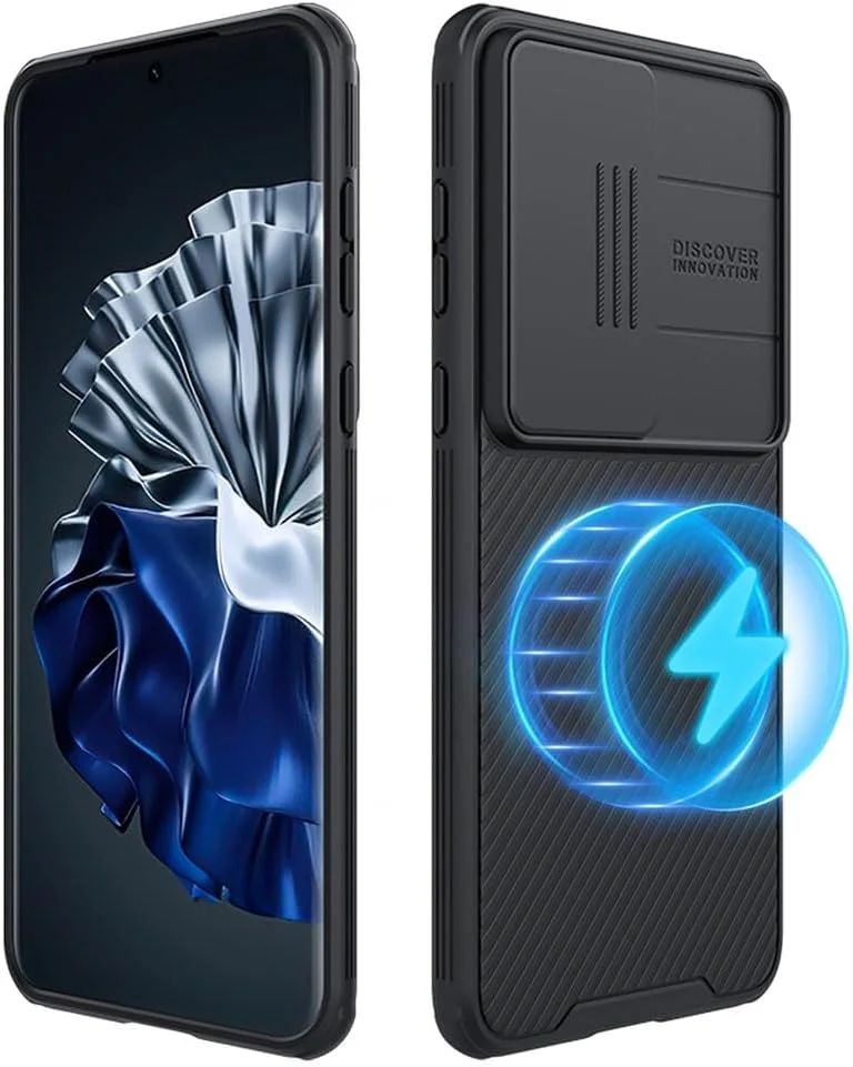 کاور محافظ لنز کشویی لوکس Muzz برای گوشی هواوی P60 Pro P60، کاور پشتی سخت PC با لبه TPU نرم، قاب محافظ دوربین CamShield Pro برای گوشی هواوی P60 / P60 Pro مشکی