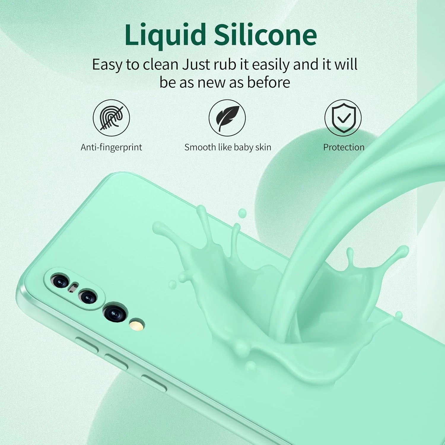 کاور سیلیکونی نرم لمسی واتانا برای هوآوی P20 Pro، ضد ضربه، ضد گرد و غبار، ضد لغزش، محافظ کامل بدنه گوشی با پوشش میکروفایبر برای هوآوی P20pro، سبز نعنایی