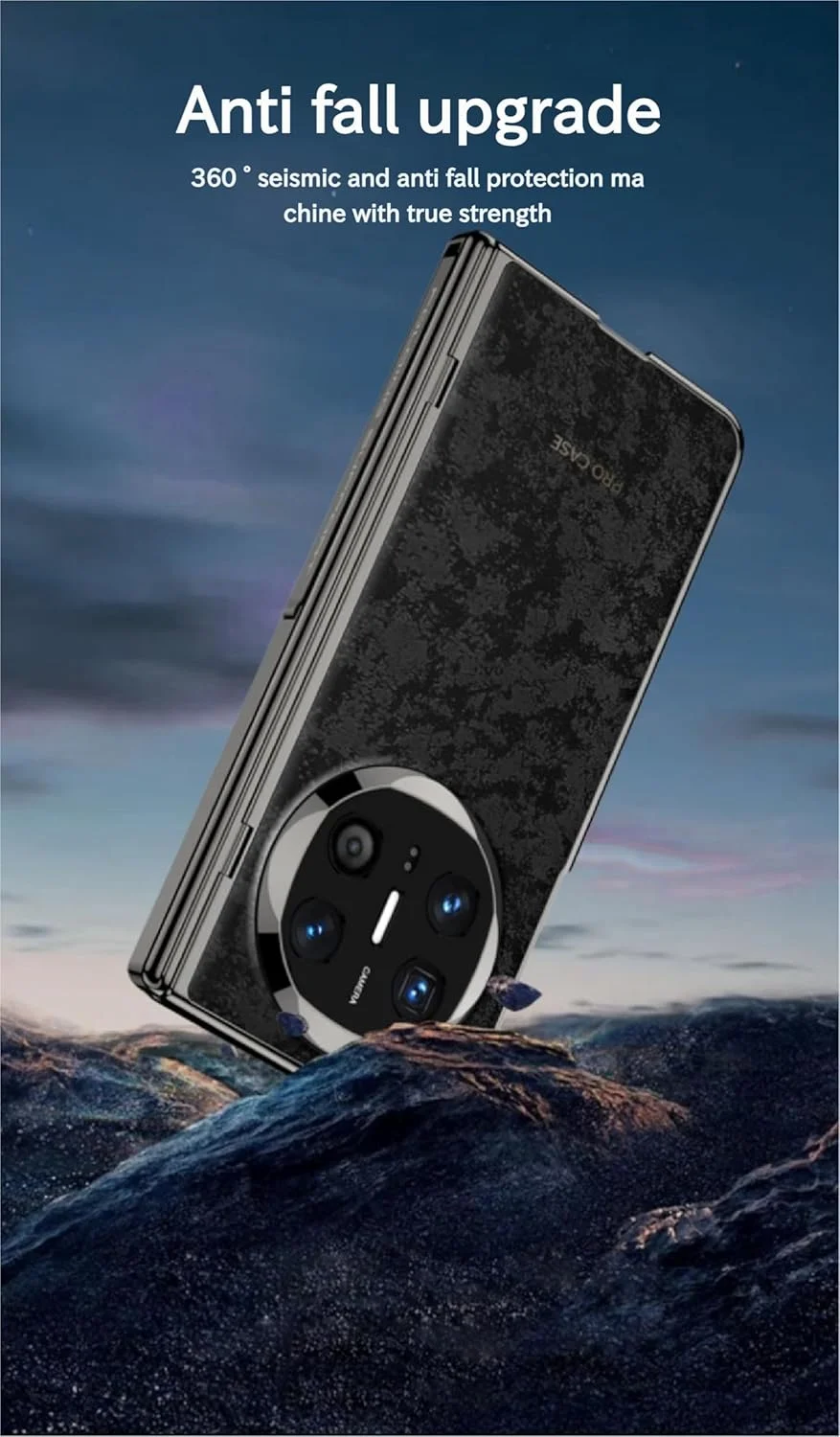 کیف محافظ چرمی ممتاز ضد ضربه آزونی برای هوآوی میت X6 | محافظ صفحه نمایش داخلی و محافظ لولا | محافظت کامل و بادوام با پایه | قرمز و طلایی