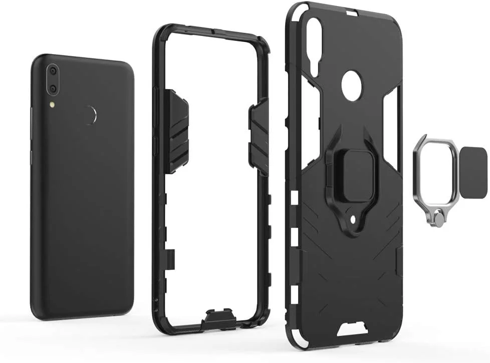 کاور 2ndSpring برای هوآوی Y9 2019 / Enjoy 9 Plus + محافظ صفحه نمایش شیشه ای حرارت دیده، محافظت سنگین و مقاوم در برابر ضربه، کاور محافظ استنددار، قرمز